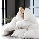 WhatsBedding White Queen Size Feather Down Fiber Comforter, Filled with Feather and Down Fiber, All Season Fluffy Ultra Soft 100% Cotton Duvet Insert, Luxury Hotel Bedding Style Comforter,90"x90"