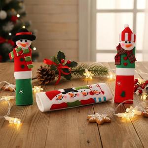 3 Piece Warm Christmas Snowman Handle Cover for Microwave Oven Refrigerator Dishwasher Cabinet Kitchen Appliance Decoration (Gloves-A)