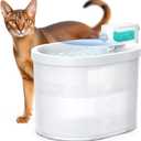 uahpet Cat Water Fountain, Wireless & Battery Operated 2L/67oz Pumpless Automatic Pet Fountain with Motion Sensor, Food-Grade ABS Tray, Easy to Clean Water Dispenser for Cats