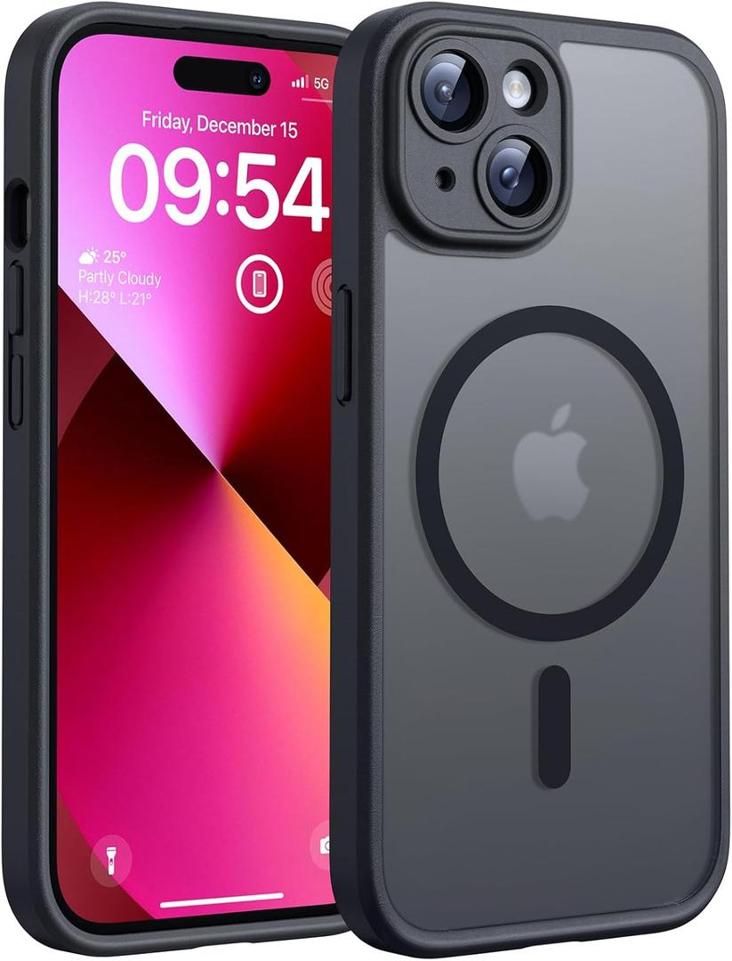TOCOL for iPhone 13 Case, Compatible with Magsafe, Full Camera Protection, Drop Protection, Translucent Magnetic Matte Phone Case for iPhone 13 6.1 inch (Black)