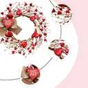 TEMPUS 18" Artificial Valentine's Day Wreath, Pink and Red Heart Berry Wreath for Front Door Wall Party Wedding Decorations, for Girl Friends for Valentine's Day