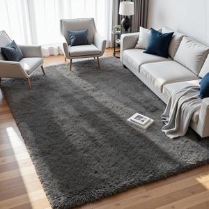 8x10 Area Rugs for Living Room: Ultra Soft Fluffy Shag Grey Rugs for Bedroom, Non-Slip Large Fuzzy Plush Rug Indoor Floor Carpet for Nursery Kids Boys Girls Room, Dorms, Playroom, Modern Home Decor