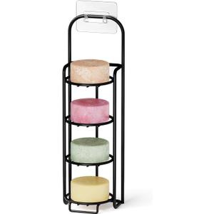 SpaceAid 4 Tier Shampoo Bar Holder for Shower, Self Draining Soap Bar Holders Caddy for Bathroom Wall and Kitchen Sink, Shampoo Bar Dish Rack, Stainless Steel Bar Soap Holder (Black)