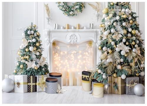 WOLADA Christmas Photo Backdrop White Christmas Party Backdrop for Photography 7x5FT 11973