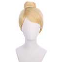 Kids Blonde Wig with Bangs Golden Wig Short Straight Wigs with Bun Women Daily Halloween Cosplay Wigs