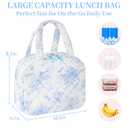 WOBAGMEN Quilted Lunch Box for Women,Lunch Box for Teen Girls,Cute Floral Lunch Bags for Work, School,Office,Picnic,Travel (bow patchwork)