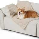 Bedsure Waterproof Dog Blankets for Medium Dogs - Pet Blanket for Couch Protector Washable, Premium Jacquard Coral Fleece Cat Throw Blanket, Soft Plush Reversible Furniture Protection, 30"x40", Cream