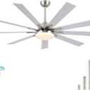72 Inch Ceiling Fans with Lights,Large Modern Ceiling fan with Remote and 9 Wooden Blades,Dimmable,6 Speeds,Noiseless Reversible Indoor&Outdoor Fan for Bedroom,Patio,Living Room (Brushed Nickel)