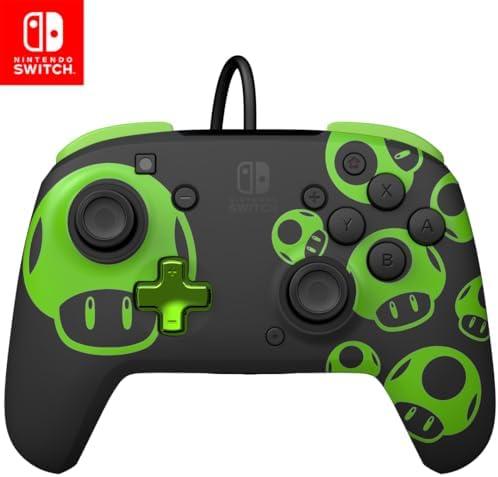 PDP Rematch Wired Gaming Controller: 1-Up Mushroom - Officially Licensed for Nintendo Switch, Switch Lite & OLED Model, Nintendo Switch 2, Glow, Audio Controls, Customizable, Super Mario