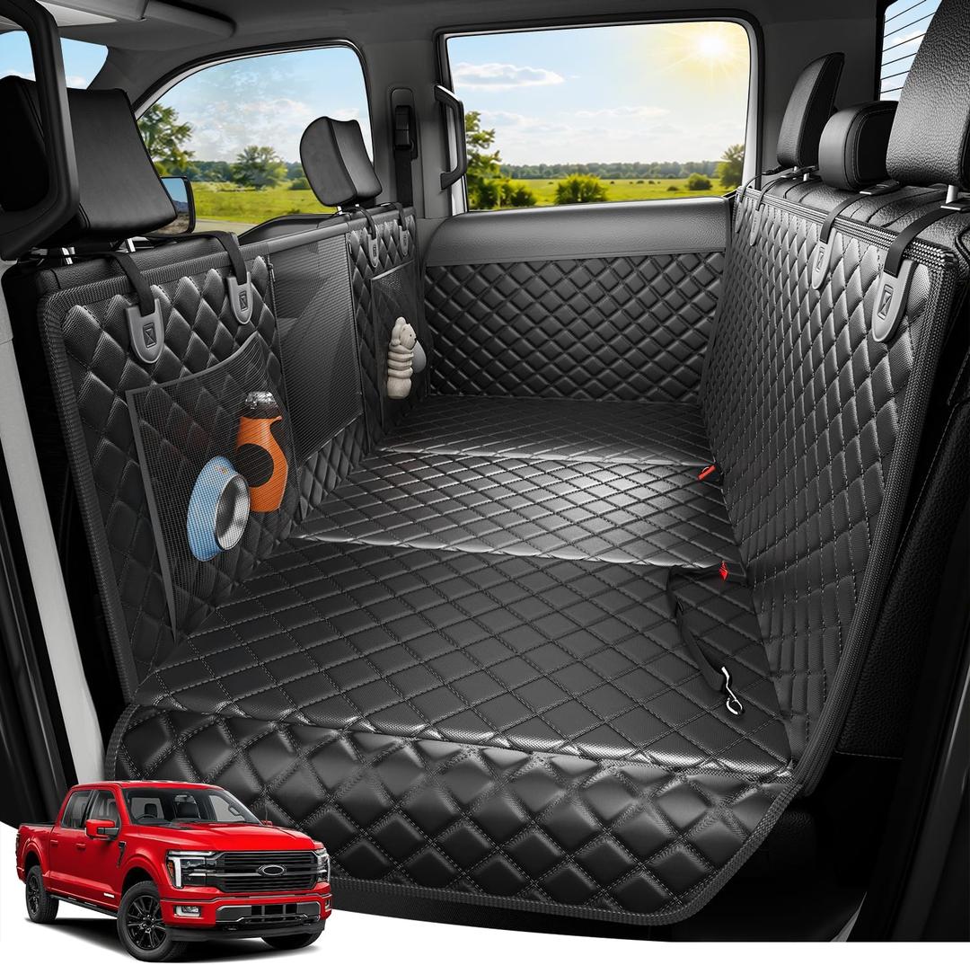 Zanch 3-Panel Hard Bottom Dog Car Seat Cover, Waterproof Hammock, XL