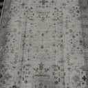 Floral 3x8 Wide Hallway Runner - Light Gray with Taupe Accent, Boho Eclectic Decor, Washable Low Pile Non Slip Stain Resistant Rug for Long Kitchen, Large Bathroom, Hall Way