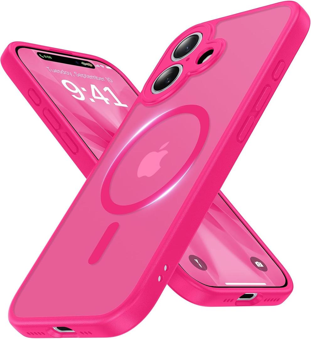 Faiono Magnetic for iPhone 17 Case [Full Camera Protection][Military-Grade Protection][Compatible with MagSafe] Shockproof Protective Slim Phone Case for iPhone 17, Hot Pink