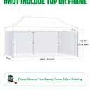 Acepic 10x20ft Sidewalls with Zipper for 10x20 Pop up Canopy Tent Frame, Waterproof UV Protection, Provide Shelters for Outdoor, Party, Market, White (4PCS Sidewalls Only, Not Included Frame and Top)