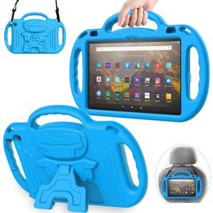 AVAWO Kids Case for Fire HD 10 & Fire HD 10 Plus Latest Model Tablet (13th/11th Generation 2023/2021 Release), with Shoulder Strap, Lightweight Shockproof Handle, Blue