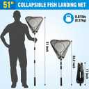 ZENFUN 2 Pack Fishing Net with Telescopic Pole Handle, Fish Landing Net with Sturdy Collapsible Handle, Folding Nylon Mesh Landing Net for Saltwater and Freshwater, Extend to 51 in(Black, White), Large