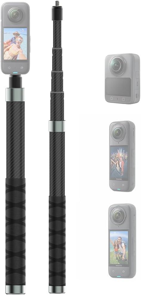 110cm Invisible Selfie Stick Pole, Carbon Fiber/Lightweight/Waterproof/Extendable/Telescopic Extension Rod for Insta360 X5 X4 X3 Go 3S Ultra DJI Osmo 360 Nano Pocket 4 3 Go 3S Accessories