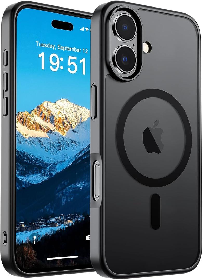SUPFINE Magnetic for iPhone 17 Case (Compatible with MagSafe)(Military Grade Drop Protection) Translucent Matte Shockproof with Anti-Fingerprint Phone Cover, Black