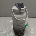 EYQ 64oz/128oz Leakproof Free Drinking Water Bottle with Motivational Time Marker BPA Free for Fitness, Gym and Outdoor Sports (05Black/Gray Gradient)