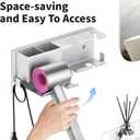 Hair Dryer Holder, Hair Tool Organizer, Blow Dryer Hanger Wall Mount for Dryer Hook, Bathroom Space-Saving Blow Dryer Organizer, Curling Irons Storage Wall Mounted (Gray)