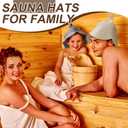 JaGely 2 Pcs Wool Sauna Hat Sauna Accessory Russian Banya Cap Vaporarium Hat Protection from Overheating for Spa Bath Steam Room (Gray,White) (Gray)