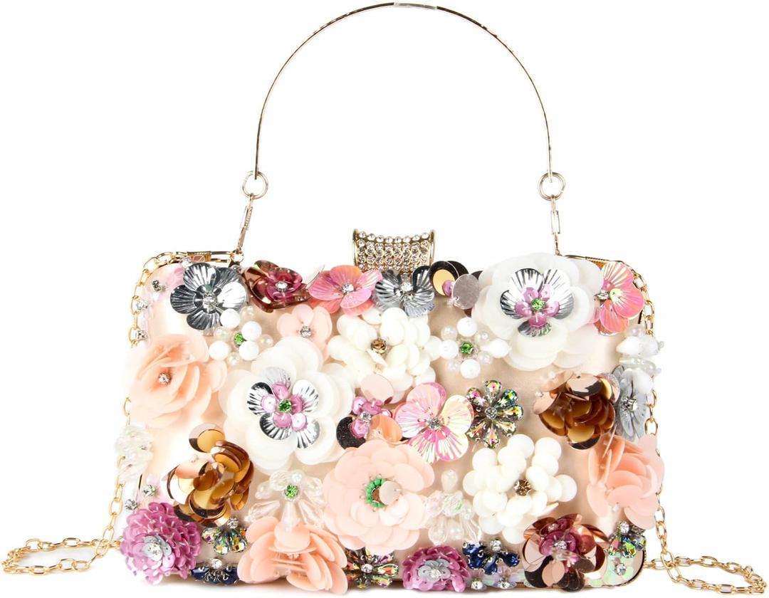 Women Clutches Flower Evening Handbag Chain Strap Shoulder Bag