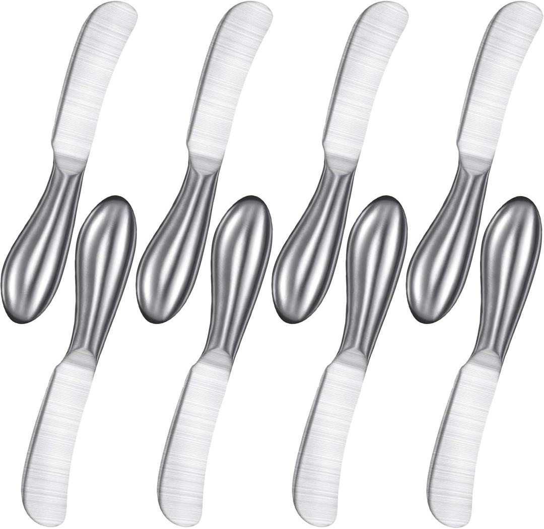 Mudder 8 Piece Stainless Steel Butter Knives, Cheese Spreaders for Cold Butter, Cream, Jam, Pastry, Dishwasher Safe Utensils, Cheese Knife for Kitchen, Restaurant Party, Wedding Housewarming