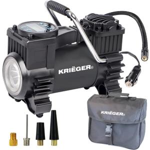 K KRIËGER Air Compressor Portable Tire Inflator 12V DC Air Pump for Car Tires with Digital Tire Pressure Gauge 120 Max PSI Preset Pressure Feature, LED, Digital Display Includes Storage Bag