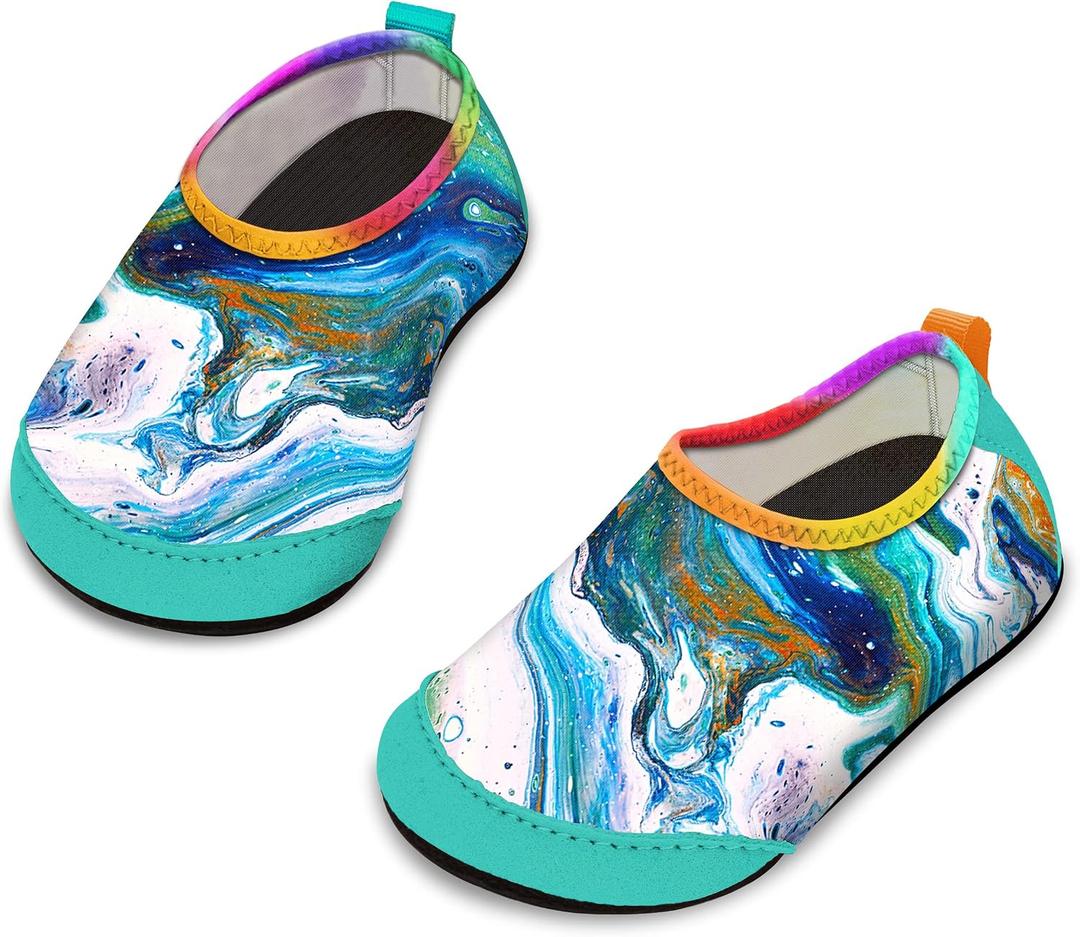 Baby Boys and Girls Swim Water Shoes Barefoot Aqua Socks Non-Slip for Beach Pool Toddler Kids (Blue)