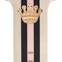 Designer Band with Charms Decor Compatible with Apple Watch Band 38mm 40mm 41mm 42mm 44mm 45mm 46mm 49mm Women Men, Stylish Silicone Sport Wristbands for iWatch Series 11 10 9 8 7 6 5 4 3 2 1 SE/3 Ultra 2/3 (walnut/Black/Pink with Crown)