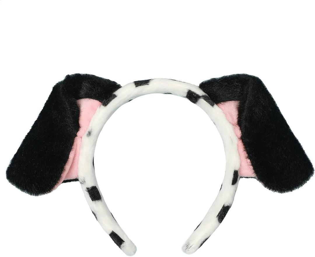 CHEU Dalmatian headband with dog ears and tail for halloween play (Black)