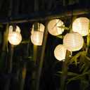 Lantern String Lights, 8.5 Ft Indoor Decor Light with 10 Waterproof Nylon Lantern, 8" Spacing Hanging Globe Light Set UL Certified Plug-in Connectable Decorative Lights for Indoor & Outdoor (White)