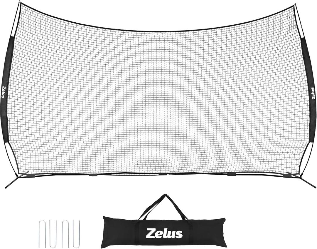 12x9ft / 16x10ft Barricade Backstop Net, Ball Sports Barrier, Practice Net for Baseball, Softball, Lacrosse, Soccer, Basketball and More