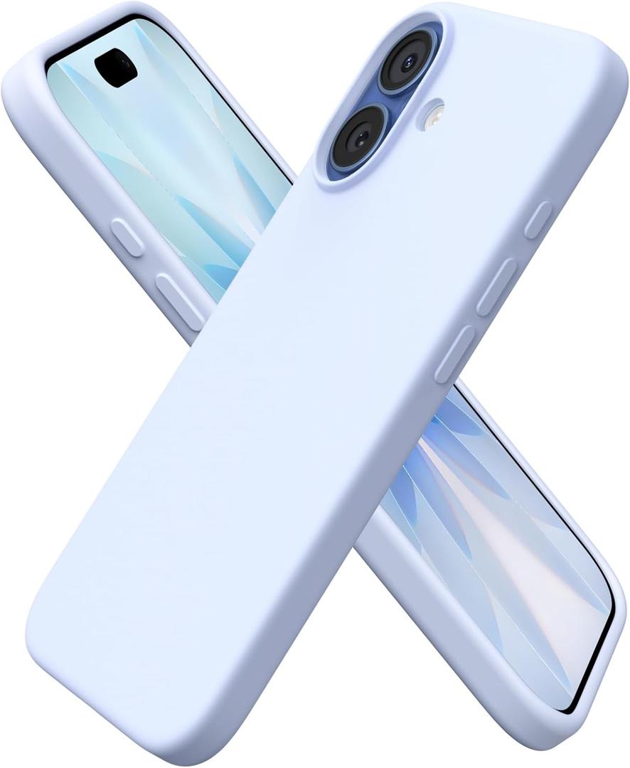 ORNARTO Compatible with iPhone 17 Case 6.3, Slim Liquid Silicone 3 Layers Full Covered Soft Gel Rubber Phone Case Protective Cover 6.3 Inch, Baby Blue