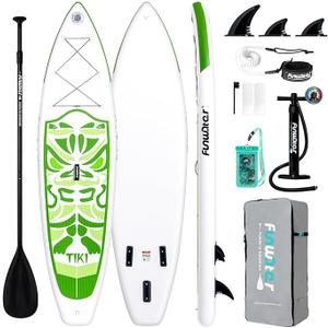 FunWater Inflatable Stand Up Paddle Board with Beginners SUP Accessories | 10'6'' SUP,Anti-Slip EVA Deck,Versatile Yoga/Big Fin Inflatable Paddle Boards for Adults & Youth of All Skill Levels