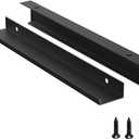 5 Pack Edge Black Hidden Drawer Door Cabinet Handle Aluminum Alloy Finger Bar Pull Concealed Furniture Hardware Back Mount Dresser Handles for Kitchen Bathroom 250mm(9.8 Inch)