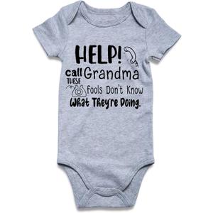 Baby Boys Girls Bodysuit Infant Funny Outfit Newborn Short Sleeve Romper Clothes Baby Jumpsuit 0-12 Months (6-9 Months, Help Call Grandma These Fools Don't Know)