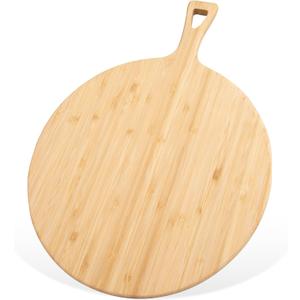 15.4 x 11.4 Inch Large Round Cutting Board with Handle Bamboo Large Wood Cutting Board Wooden Cutting Serving Board for Kitchen Meat Bread Cheese Pizza Vegetables Wedding Housewarming Gift