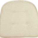 Klear Vu Omega Non-Slip Chair Cushions, Assembled in USA, U-Shaped Skid-Proof Seat Pads for Dining Room, Kitchen, Office, 15"x16" 2 Pack Slub Natural 2 Count