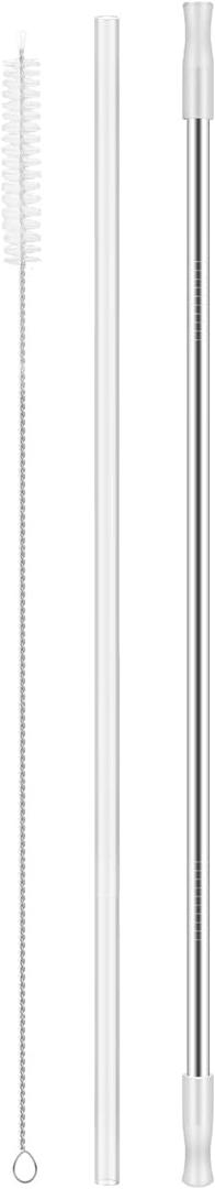 10 x Reusable Drinking Straws, Replacement Stainless Steel Straws for 40oz Tumbler, Silicone Straws and Cleaning Brush