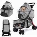Cat Strollers for 2 Cats, Double Dog Stroller, Pet Stroller (Light Grey)