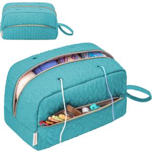 KarSyon Crochet Yarn Bag Knitting Bag Storage for Crocheting Accessories Crochet Hook Case Organizer Gift for Crochet Lovers (Teal), K3201