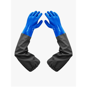 Haiou PVC Chemical Resistant, Long Rubber, Heavy Duty Waterproof Gloves for Chemical and Acid Work, 25 inches, Large-Blue, Pair of 1