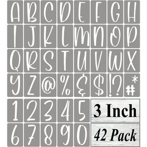 3 Inch Alphabet Letter Stencils for Painting - 42 Pack Letter and Number Stencil Templates with Signs for Painting on Wood, Reusable Letters and Numbers Stencils for Chalkboard Wood Signs & Wall Art