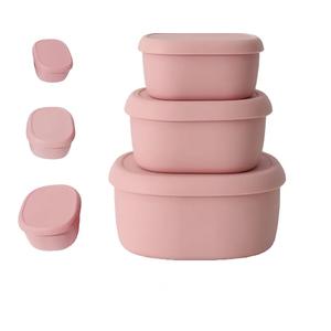 Bento Lunch Box Set of 3, Stackable Food Storage Containers, Modern Solid Color Nesting Design, Leakproof, Microwave Freezer Safe for Office Work Travel Gym (Pink)