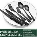 EWFEN 24-Piece Black Silverware Set with Steak Knives, Black Flatware Set for 4, Food-Grade Stainless Steel Tableware Cutlery Set, Mirror Finished Utensil Sets for Home Restaurant, Round Edge