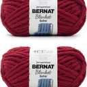 Bernat Blanket Extra Crimson Yarn - 2 Pack of 300g/10.5oz - Polyester - 7 Jumbo - 97 Yards - Knitting/Crochet