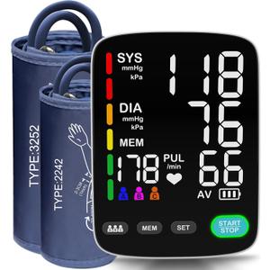 Blood Pressure Monitor,Automatic Upper Arm Blood Pressure Machine with 3x199 readout,5.4 inch LED Large Screen,Adjustable Two Cuff 9 to 17 inches or 13 to 21 inches