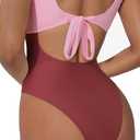 SUUKSESS Women Sexy One Piece Tummy Control Swimsuit Cutout Backless Bathing Suit (M)