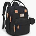 RUVALINO Diaper Bag Backpack, Multifunction Travel Pack Maternity Baby Changing Bags, Large Capacity, Waterproof, Black