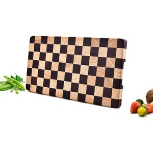 Wood Cutting Board Butcher Block, Wooden Chopping Board with Checkerboard Pattern and Inner Side Handles Meat Cheese Charcuterie Board, Ideal for Chopping, Slicing, and Dicing 15 * 8 inch